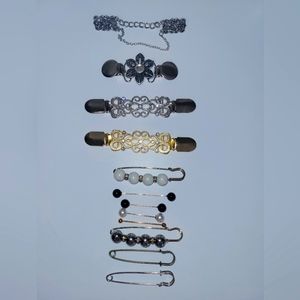 Set of Brooch Sweater Shawl Clips